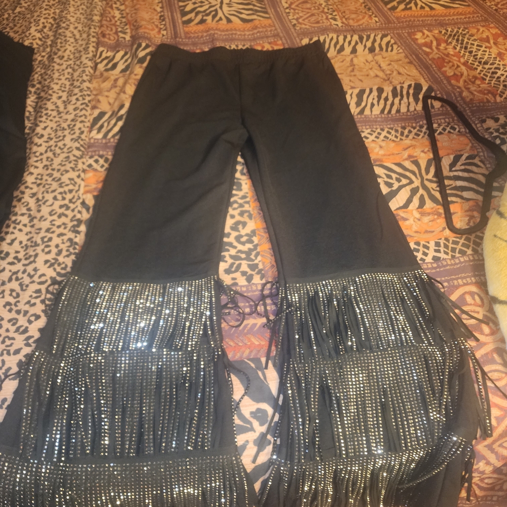 Stylish Black Kids Bottoms with Fringe